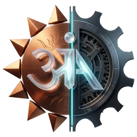 Anjaneya Automation emblem: a copper sun and a steel gear joined by a glowing line